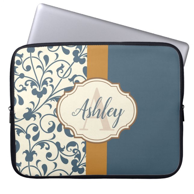 Vintagens Blommigt Laptop Fodral (Framsidan)