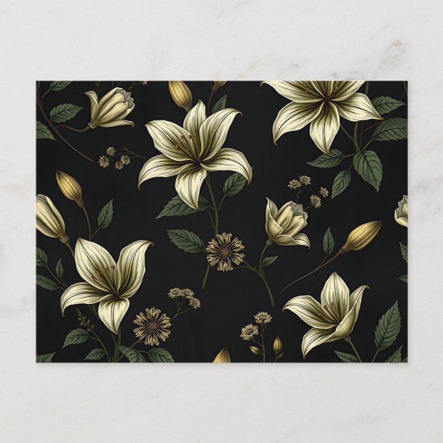 Vintagens Blommigt med Grönt Foliage Vykort (Framsida)