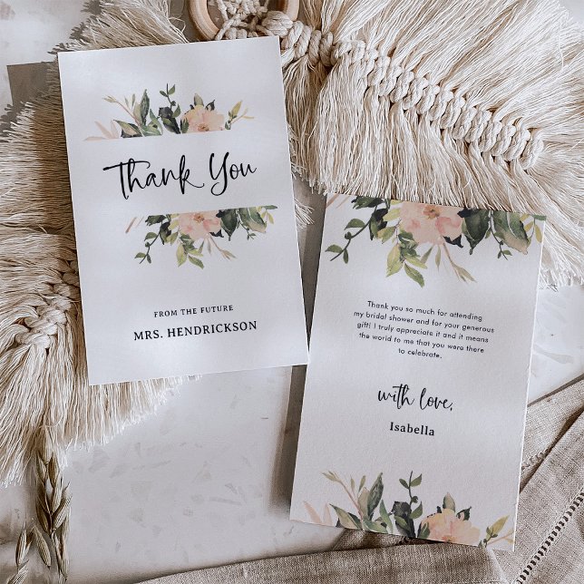 Vintagens Blommigt | Möhippa av Elegant Tack Kort (An elegant, vintage floral thank you card for your bridal shower)