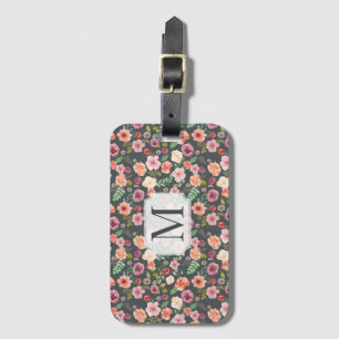 Vintagens Blommigt   Monogram resagetagg Bagagebricka