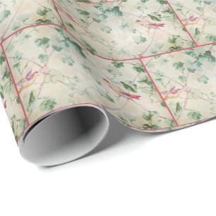 vintagens blommigt och fågeldesign presentpapper
