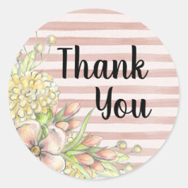 Vintagens Blommigt och Rand Tack Runt Klistermärke