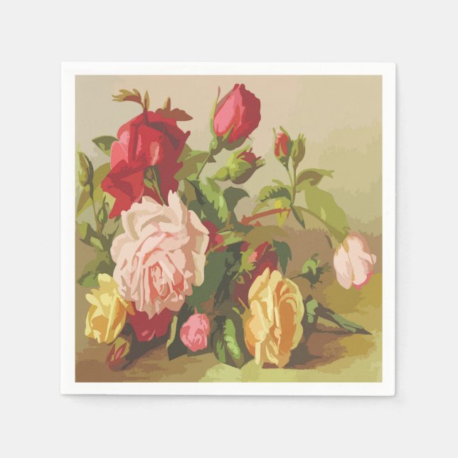 Vintagens Blommigt Pappersservett (Framsidan)