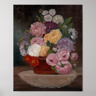 Vintagens Blommigt Poster