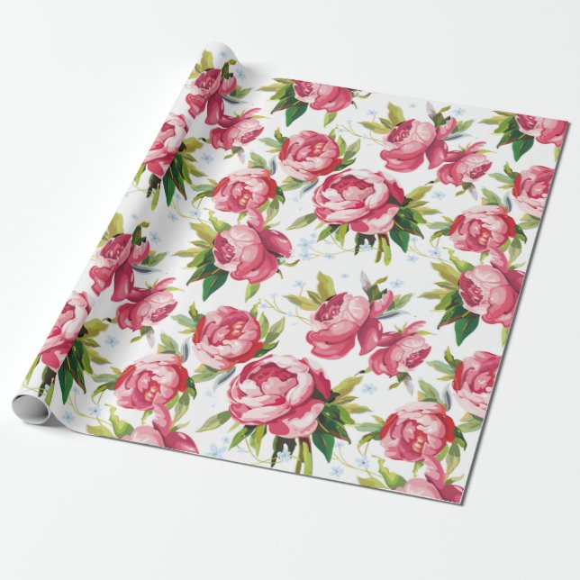Vintagens blommigt presentpapper (Utrullad)
