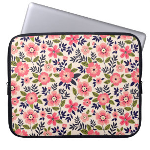 Vintagens blommigt, rosa blommor. laptop fodral