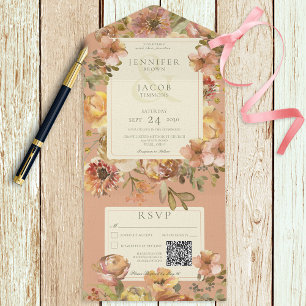 Vintagens Blommigt Rosa & rost QR-kod