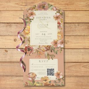 Vintagens Blommigt Rosa & rost QR-kod