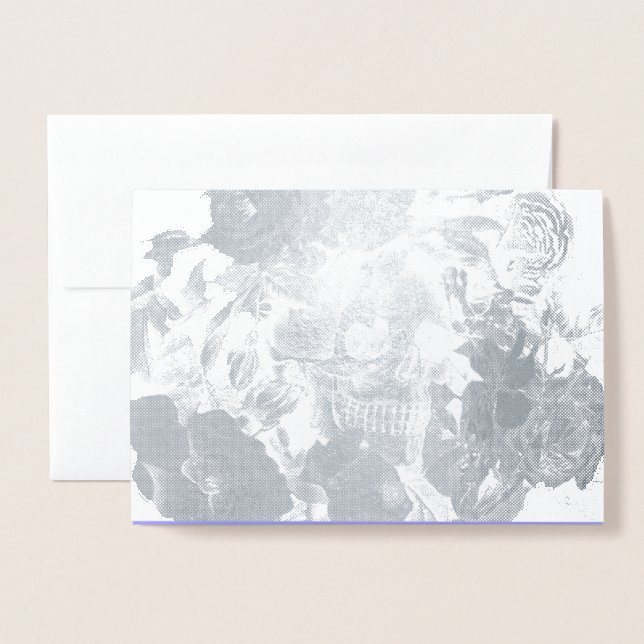 Vintagens Blommigt Skull Folierat Kort (Framsida med kuvert)