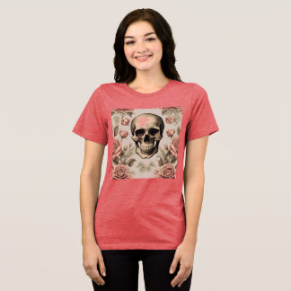 Vintagens Blommigt Skull T Shirt