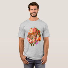 Vintagens Blommigt Skullvibrant T Shirt