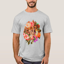 Vintagens Blommigt Skullvibrant T Shirt