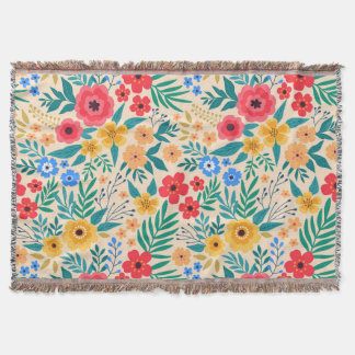 Vintagens Blommigt, små färgade blommor. Filt