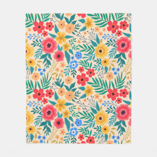 Vintagens Blommigt, små färgade blommor. Fleecefilt