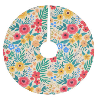 Vintagens Blommigt, små färgade blommor. Julgransmatta Borstad Polyester
