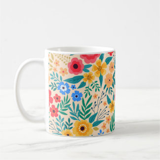 Vintagens Blommigt, små färgade blommor. Kaffemugg