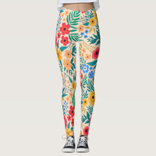 Vintagens Blommigt, små färgade blommor. Leggings