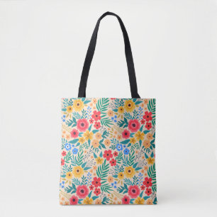 Vintagens Blommigt, små färgade blommor. Tygkasse