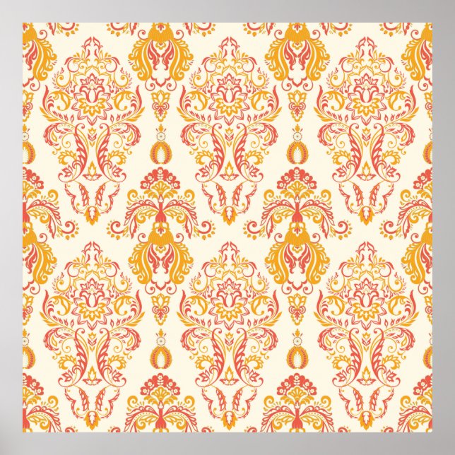 Vintagens blommigt sömlös Patten. Classic Baroque  Poster (Framsidan)