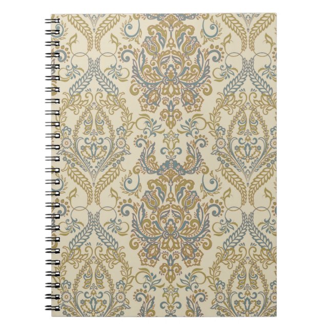 Vintagens Blommigt texturerad design. Damask Seaml Anteckningsbok (Framsidan)