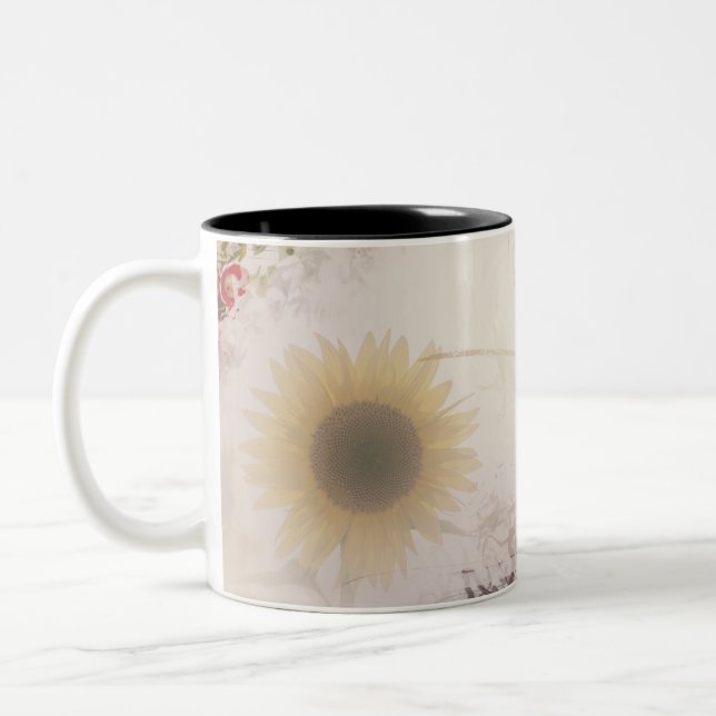 Vintagens Blommigt Två-Tonad Mugg (Vänster)