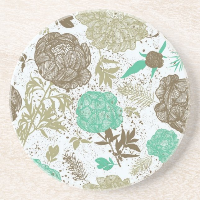 Vintagens Blommigt Underlägg Sandsten (Framsidan)