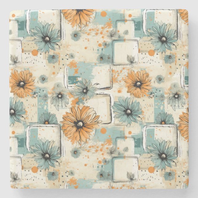 Vintagens Blommönster (3) Stenunderlägg (Framsidan)