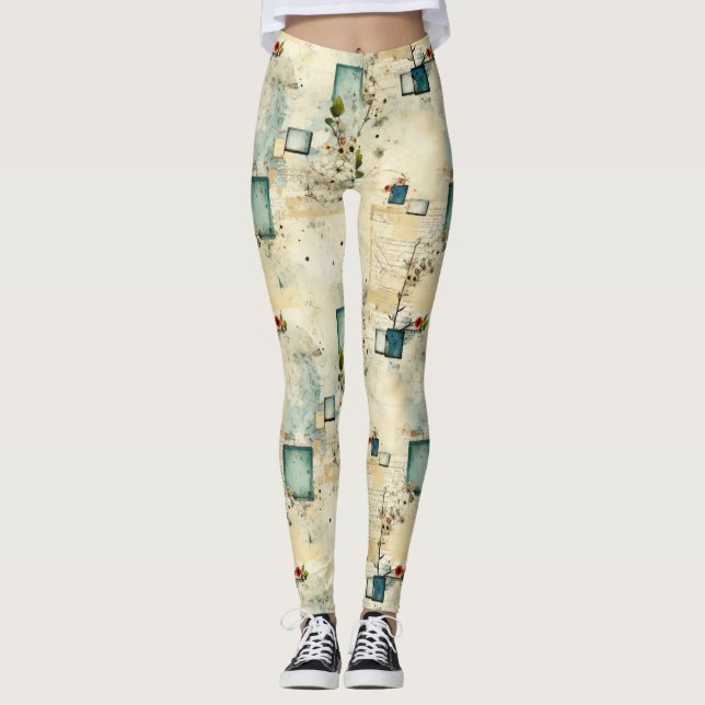 Vintagens Blommönster (5) Leggings (Framsida)