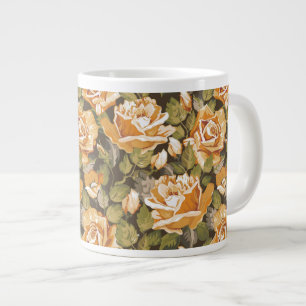 Vintagens Blommönster i gul ros Jumbo Mugg