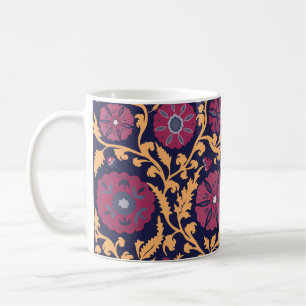 Vintagens blommönster. Uzbekiska suzani national o Kaffemugg