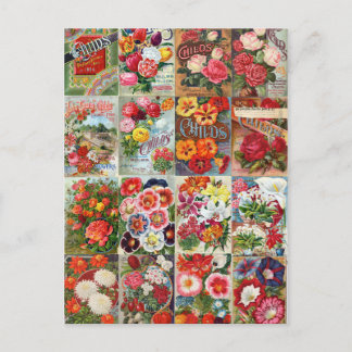 Vintagens blomsterförpackningar Garden Collage Vykort