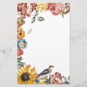 Vintagens blomsterträdgård brevpapper