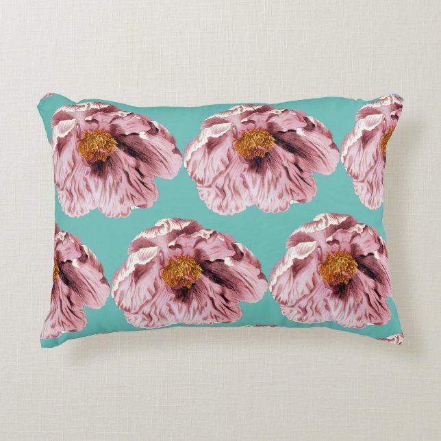 Vintagens blomstrande peony prydnadskudde (Framsidan)