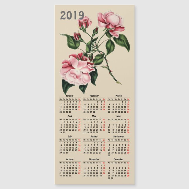 vintagens botaniska utskrift 2019-kalender (Framsida)