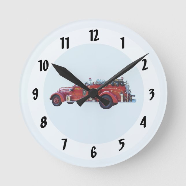 Vintagens brandmotor rund klocka (Framsida)