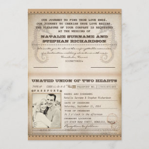 vintagens bröllopspass inbjudan