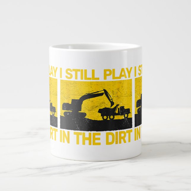 Vintagens byggnadsutrustning - tungt arbete lustig jumbo mugg (Framsidan)