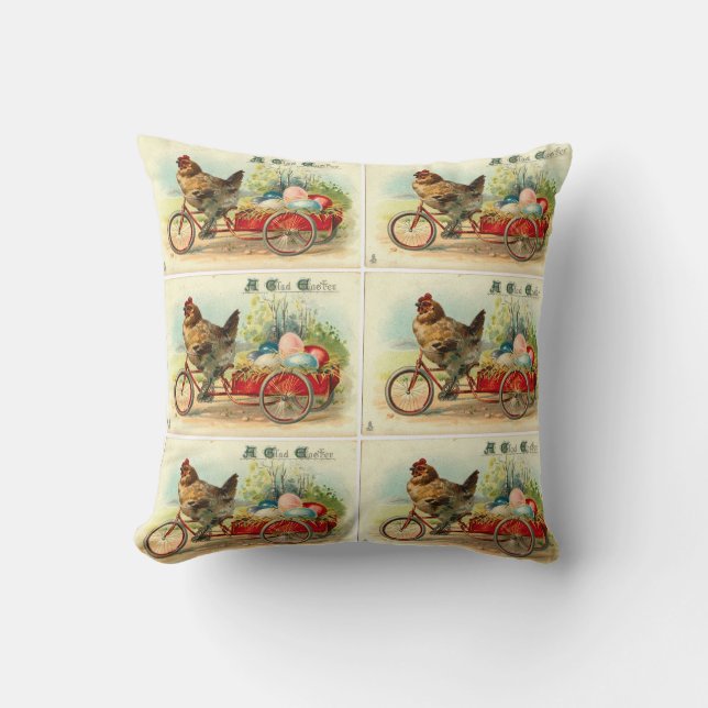 Vintagens chick på cykel kudde (Framsida)