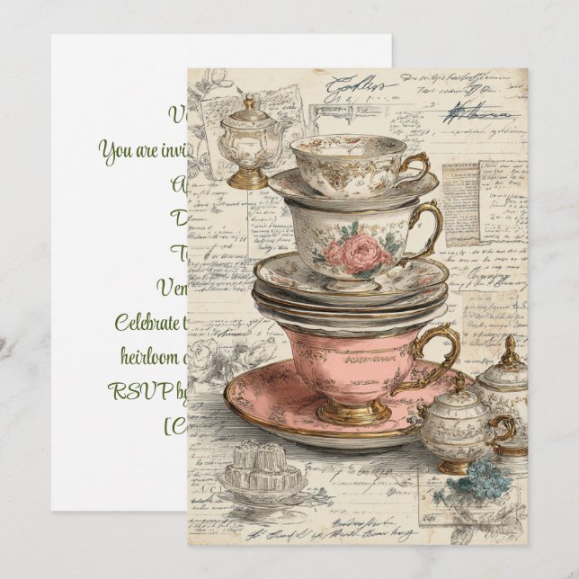 Vintagens China | Antique Charm Inbjudningar (Fram/baksida)