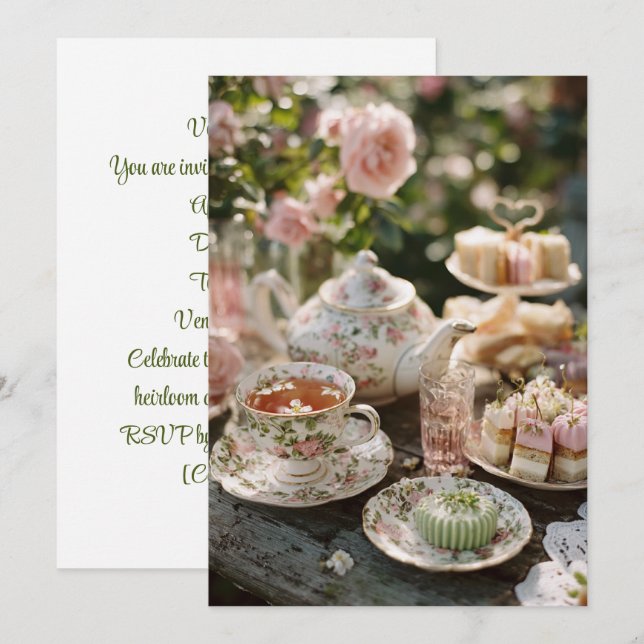 Vintagens China | Timless Tea Inbjudningar (Fram/baksida)