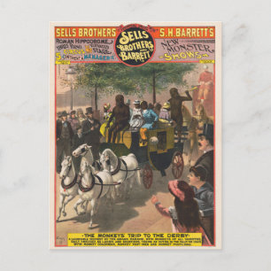 Vintagens cirkus Poster en monostyrd coach Vykort