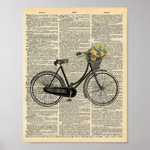 Vintagens cykel med blommor i ordlistan vintage poster