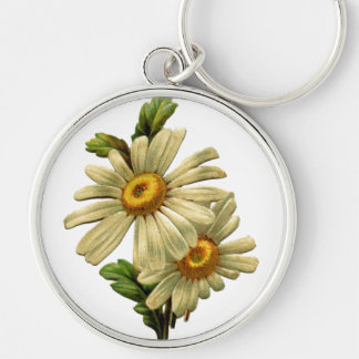 Vintagens Daisy Rund Silverfärgad Nyckelring