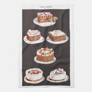 Vintagens desertkaka frodas i dekorationsdiagram kökshandduk
