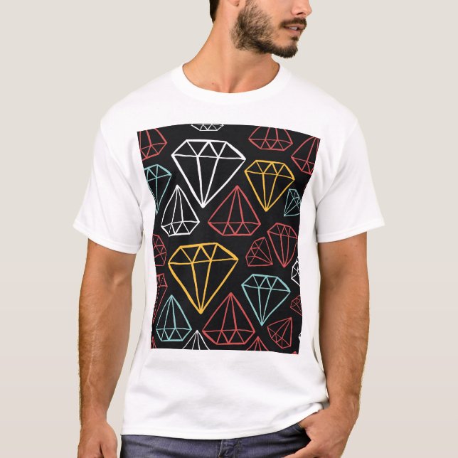 Vintagens diamantdesign, sömlös mönster t shirt (Framsida)