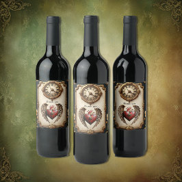 Vintagens elegans: en elegant och ett hjärta. vinflaska etikett
