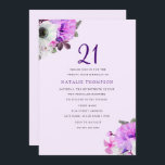 Vintagens Elegant Lila Flower 21 Birthday Inbjudan<br><div class="desc">Vintage Elegant Lila Blommor från 21:a födelsedag,  Inbjudan,  vackra eleganter för din vintage,  rustik eller elegant Matchningssamling för födelsedagspartiet 21:a födelsedag,  se nedan eller vår butiksdesignarmatur från www.createthecut.com</div>