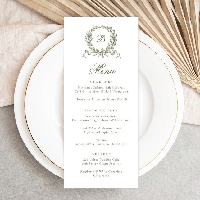 Vintagens Elegant Olivek Botaniskt andningsmeny Meny (Skapare uppladdad)