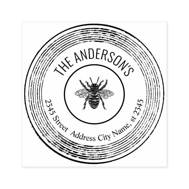 Vintagens elegant Råbin runt familjen namn Stämpel (Tryck)