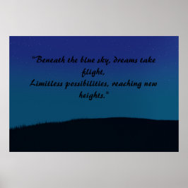 Vintagens estetiska blå landskap poster